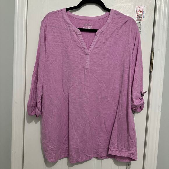 Chico’s The Ultimate Tee Long Sleeve lilac Stretch Top Size 3 Rayon Spandex - Picture 1 of 7